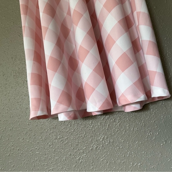 🎀 vintage Retro Pin up Gingham Pink and White Plaid Flare Sleeveless Dress 16 - Picture 11 of 13